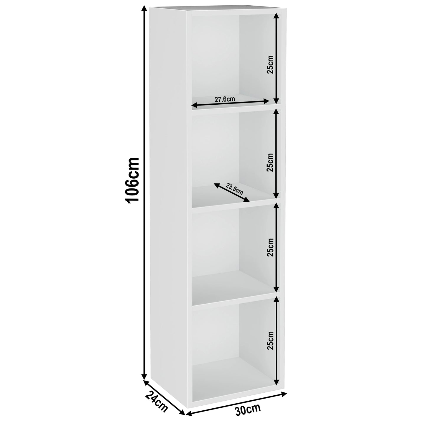Bookcase Cube Storage Unit - Tall Narrow Bookshelf