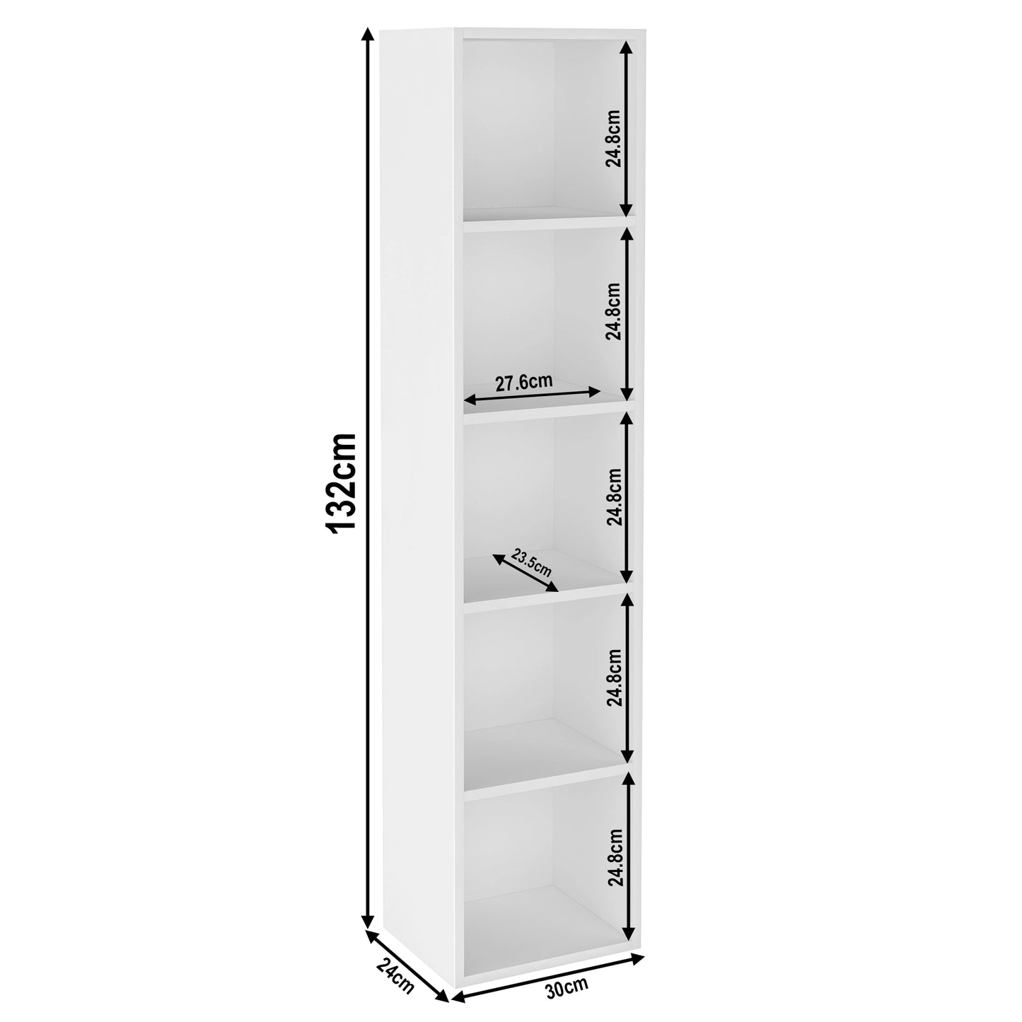 Bookcase Cube Storage Unit - Tall Narrow Bookshelf