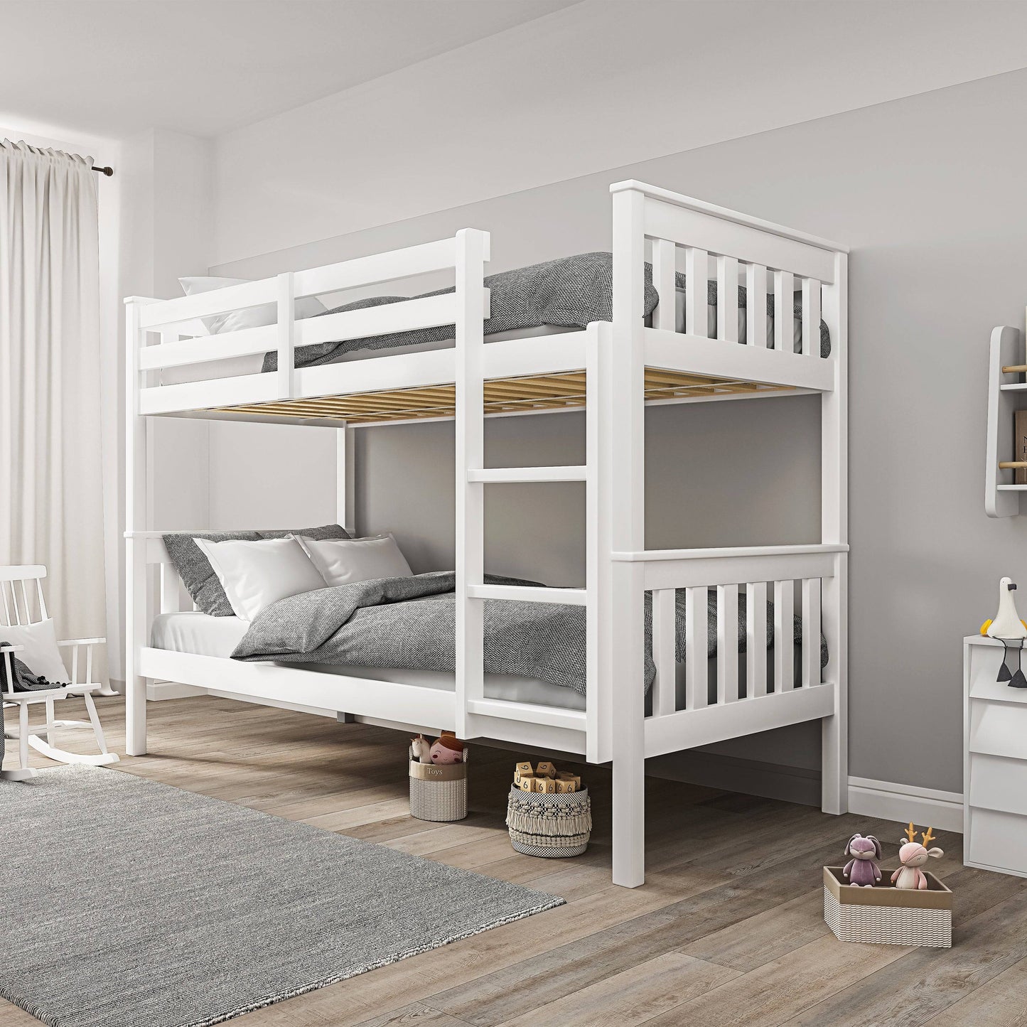 Solid Wood Detachable Double Bunk Bed