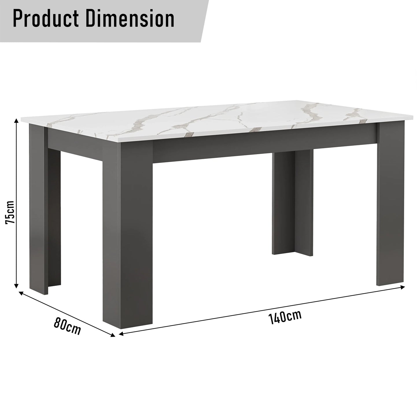 White Marble 4-6 Seater Dining Table and Chairs Set