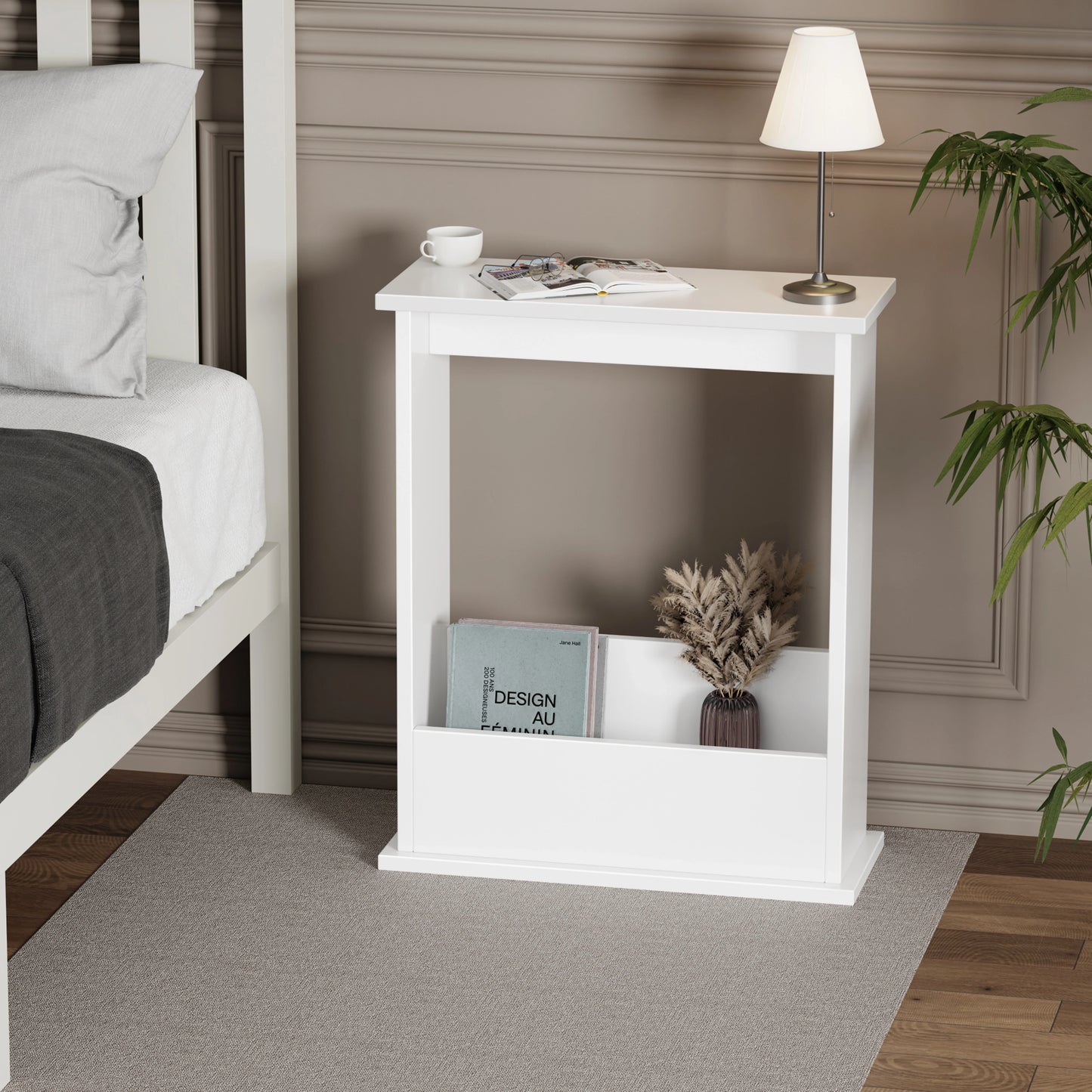 Small Narrow Side Table with Storage - Slim Sofa End Table