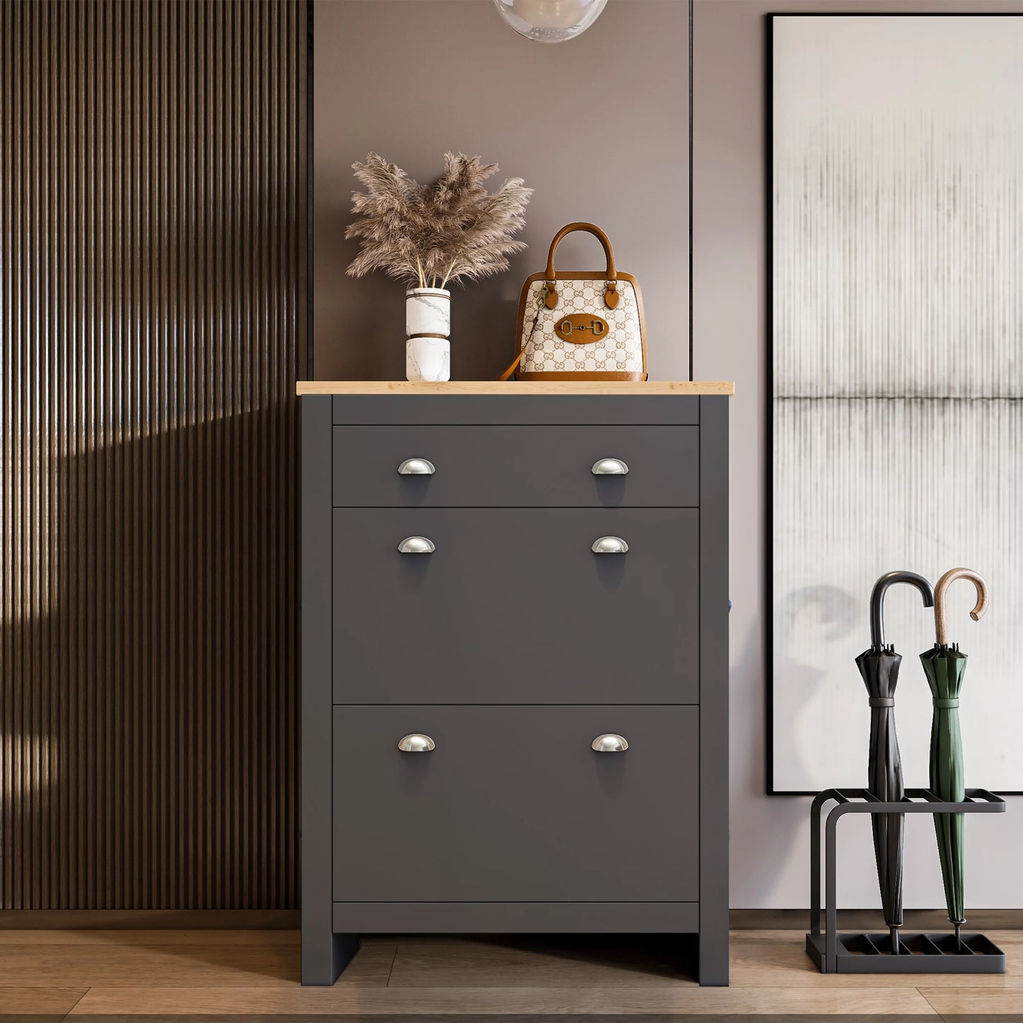 Shoe Cabinet With Drawer | 2 Door Slim Shoe Storage Unit
