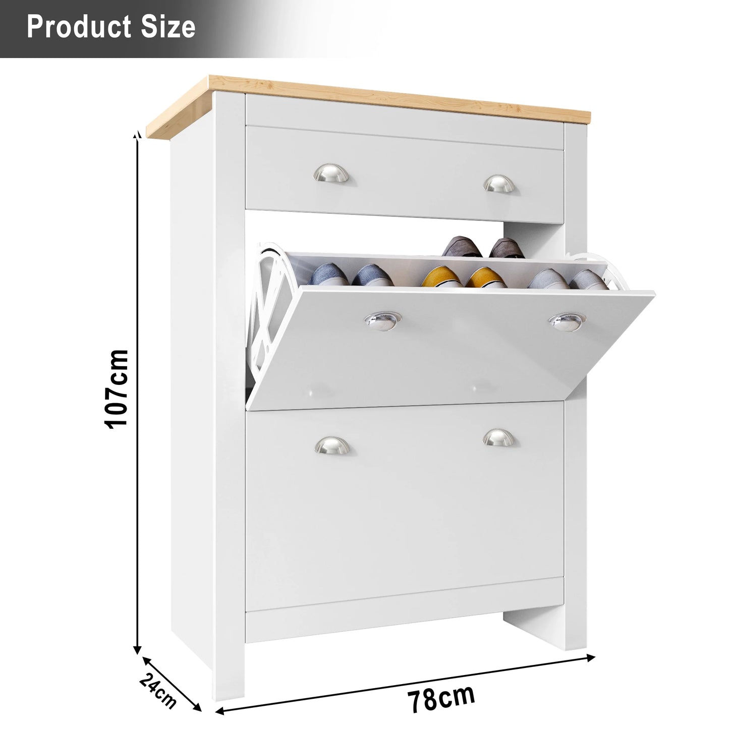 Shoe Cabinet With Drawer | 2 Door Slim Shoe Storage Unit