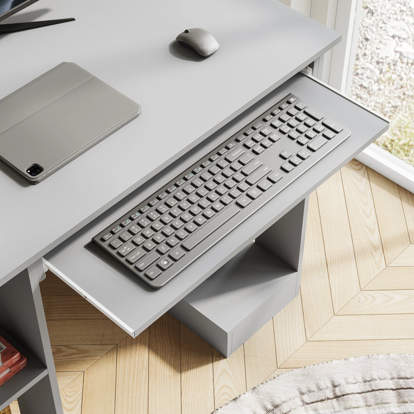 Home Office Computer Desk With Shelves For Working, Reading & Gaming