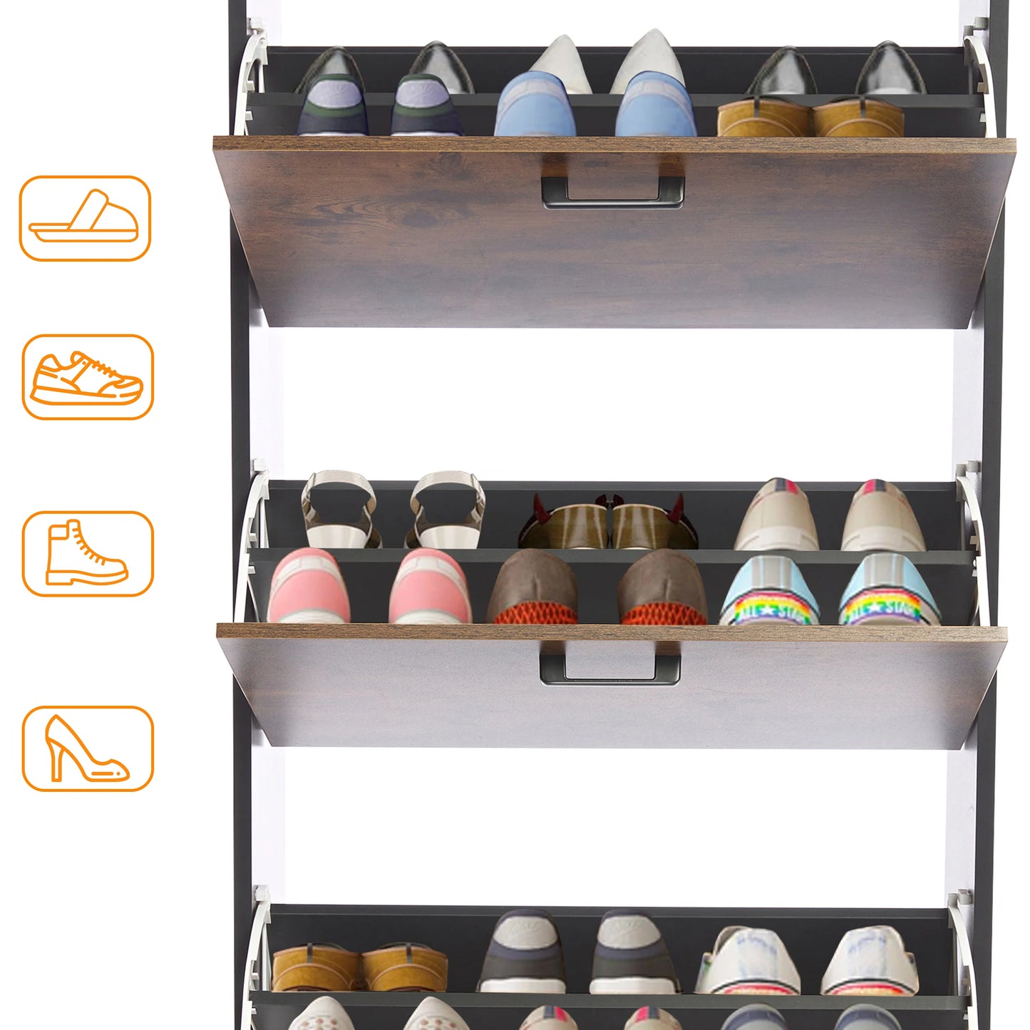 3 Drawer Slim Shoe Cabinet For Hallway - Tall Shoe Storage