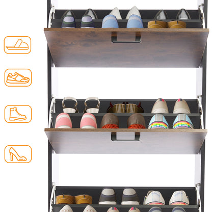 3 Drawer Slim Shoe Cabinet For Hallway - Tall Shoe Storage
