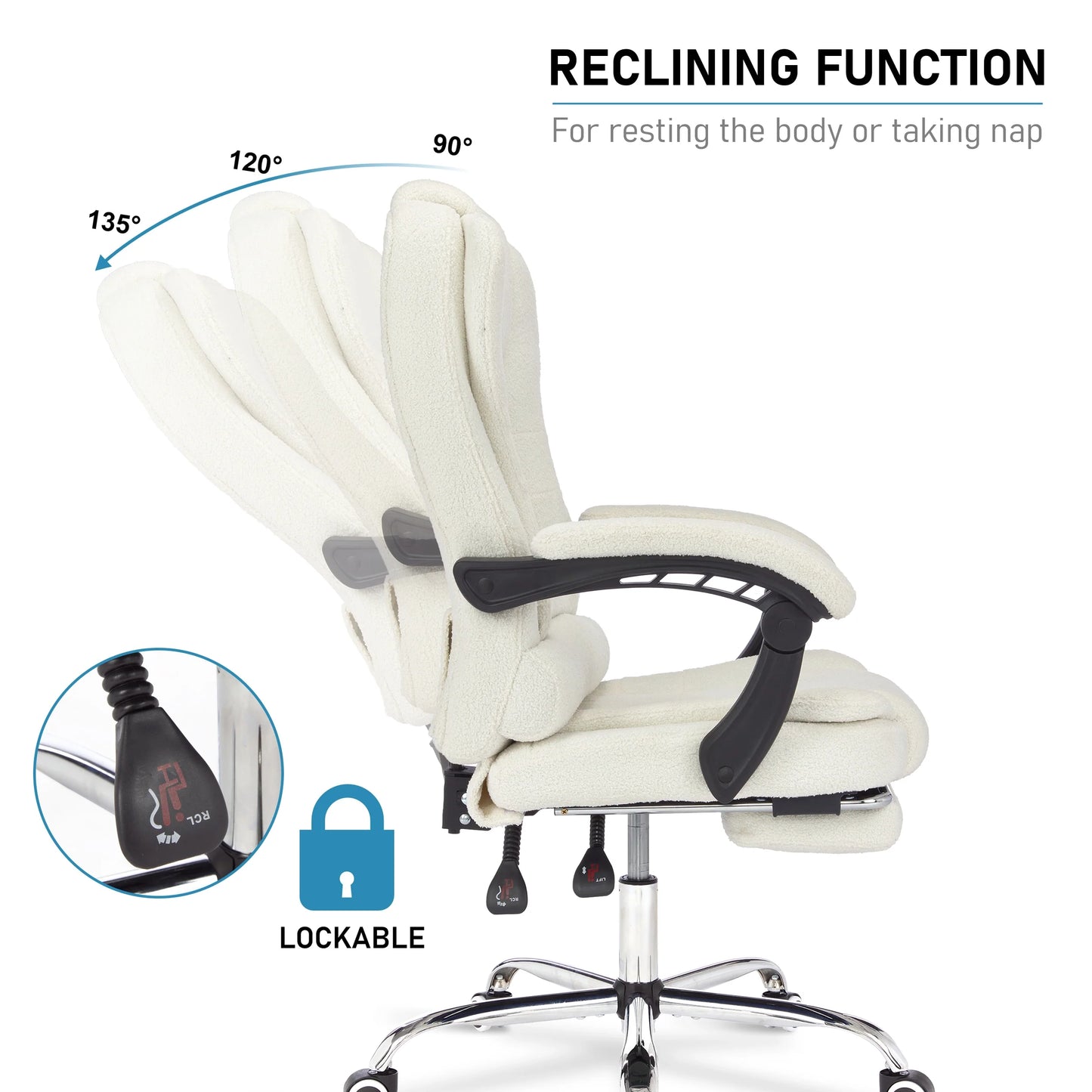 Executive Office Chair With Footrest - Ergonomic Reclining Desk Chair