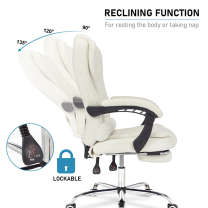 Executive Office Chair With Footrest - Ergonomic Reclining Desk Chair