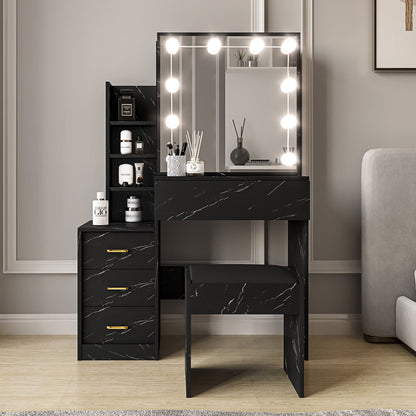 Hollywood Mirror Dressing Table with Storage, Drawers Vanity Makeup Desk