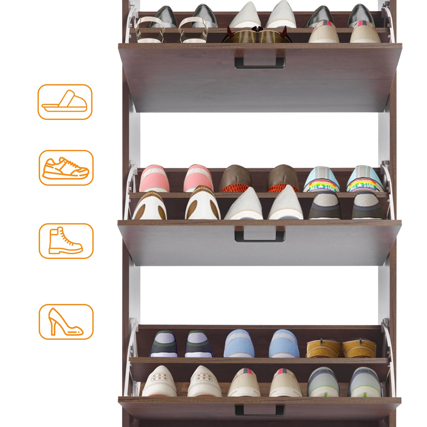 3 Drawer Slim Shoe Cabinet For Hallway - Tall Shoe Storage