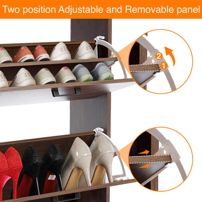 3 Drawer Slim Shoe Cabinet For Hallway - Tall Shoe Storage