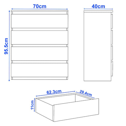 High Gloss 4 Drawer Chest of Drawers - Bedroom Drawers