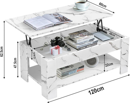 Lift Top Storage Coffee Table | Lift Up Modern Tea Table 120cm Wide