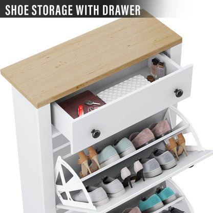 Modern Shoe Cabinet With Drawers | 2 Door Shoe Storage