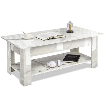 High Gloss Lift Top Coffee Table With Hidden Storage Shelf