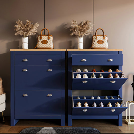 Shoe Cabinet With Drawer | 2 Door Slim Shoe Storage Unit