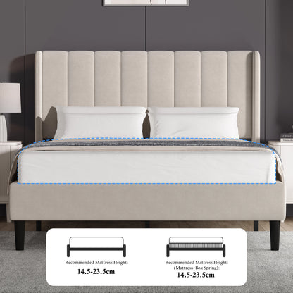 Vertical Line Velvet Upholstered Bed Frame Double & King Sizes