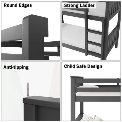 Solid Wood Detachable Double Bunk Bed
