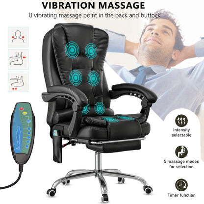 Massage Office Chair with Footrest - Ergonomic Desk Chair