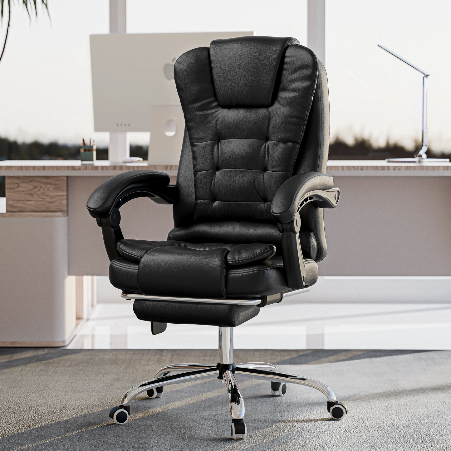 Massage Office Chair with Footrest - Ergonomic Desk Chair