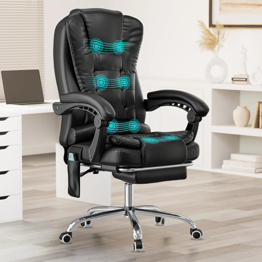 Massage Office Chair with Footrest - Ergonomic Desk Chair