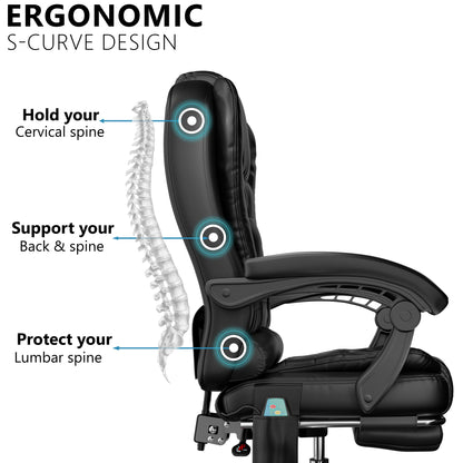 Massage Office Chair with Footrest - Ergonomic Desk Chair