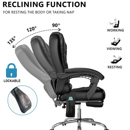 Massage Office Chair with Footrest - Ergonomic Desk Chair