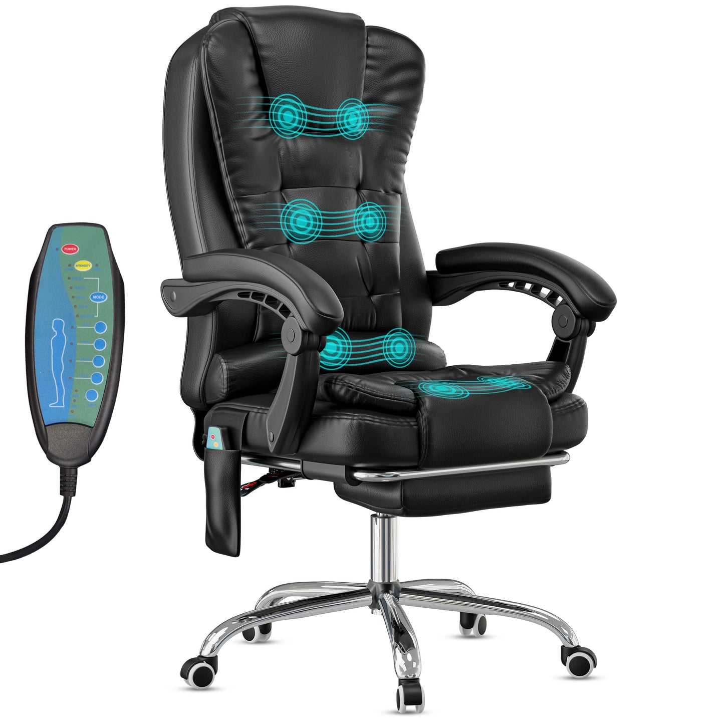 Massage Office Chair with Footrest - Ergonomic Desk Chair