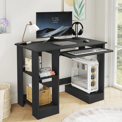 Home Office Computer Desk With Shelves For Working, Reading & Gaming