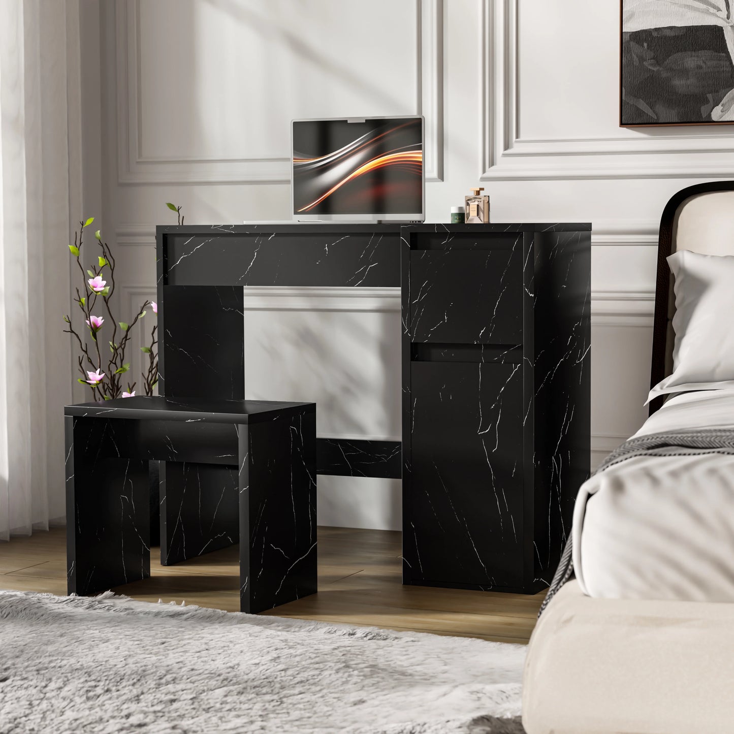Dressing Table with Mirror and Storage - Makeup Vanity Desk for Girls