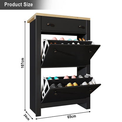 Modern Shoe Cabinet With Drawers | 2 Door Shoe Storage
