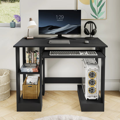 Home Office Computer Desk With Shelves For Working, Reading & Gaming