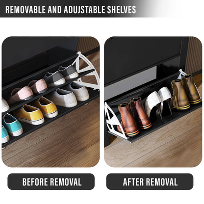 Modern Shoe Cabinet With Drawers | 2 Door Shoe Storage