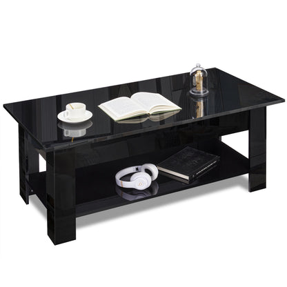 High Gloss Lift Top Coffee Table With Hidden Storage Shelf