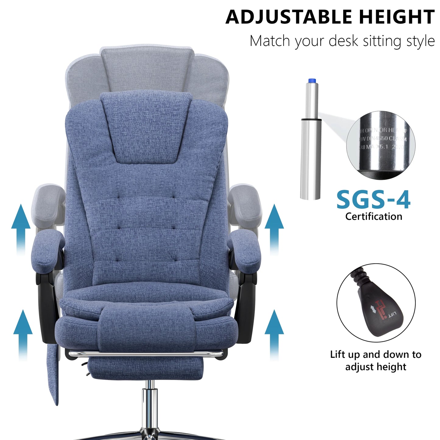 Massage Office Chair with Footrest - Ergonomic Desk Chair