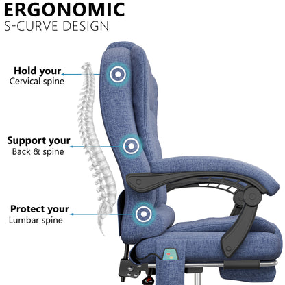 Massage Office Chair with Footrest - Ergonomic Desk Chair