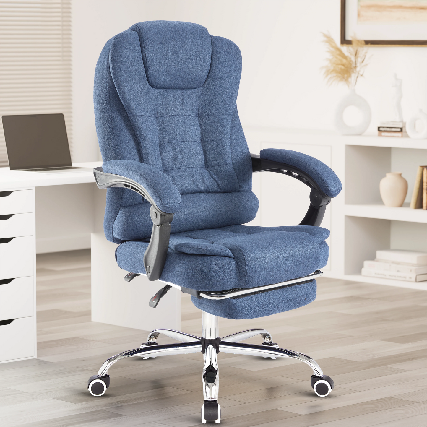Executive Office Chair With Footrest - Ergonomic Reclining Desk Chair