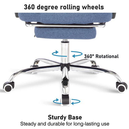 Executive Office Chair With Footrest - Ergonomic Reclining Desk Chair