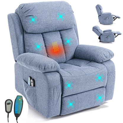 Fabric Recliner Chair With Heat And Massage - Armchair