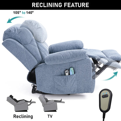 Fabric Recliner Chair With Heat And Massage - Armchair