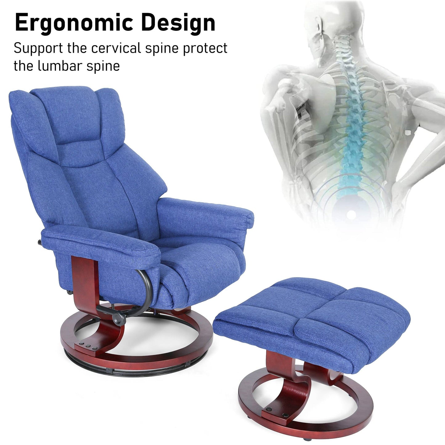 Swivel Recliner Chair with Footstool - Recliner Armchair