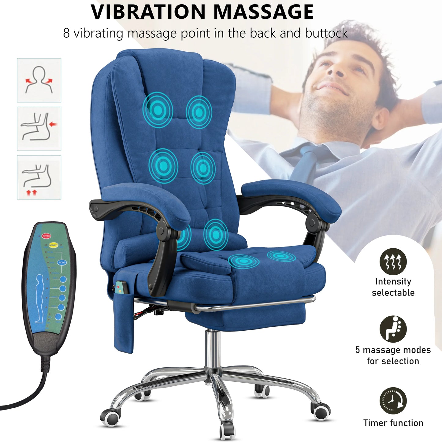 Massage Office Chair with Footrest - Ergonomic Desk Chair