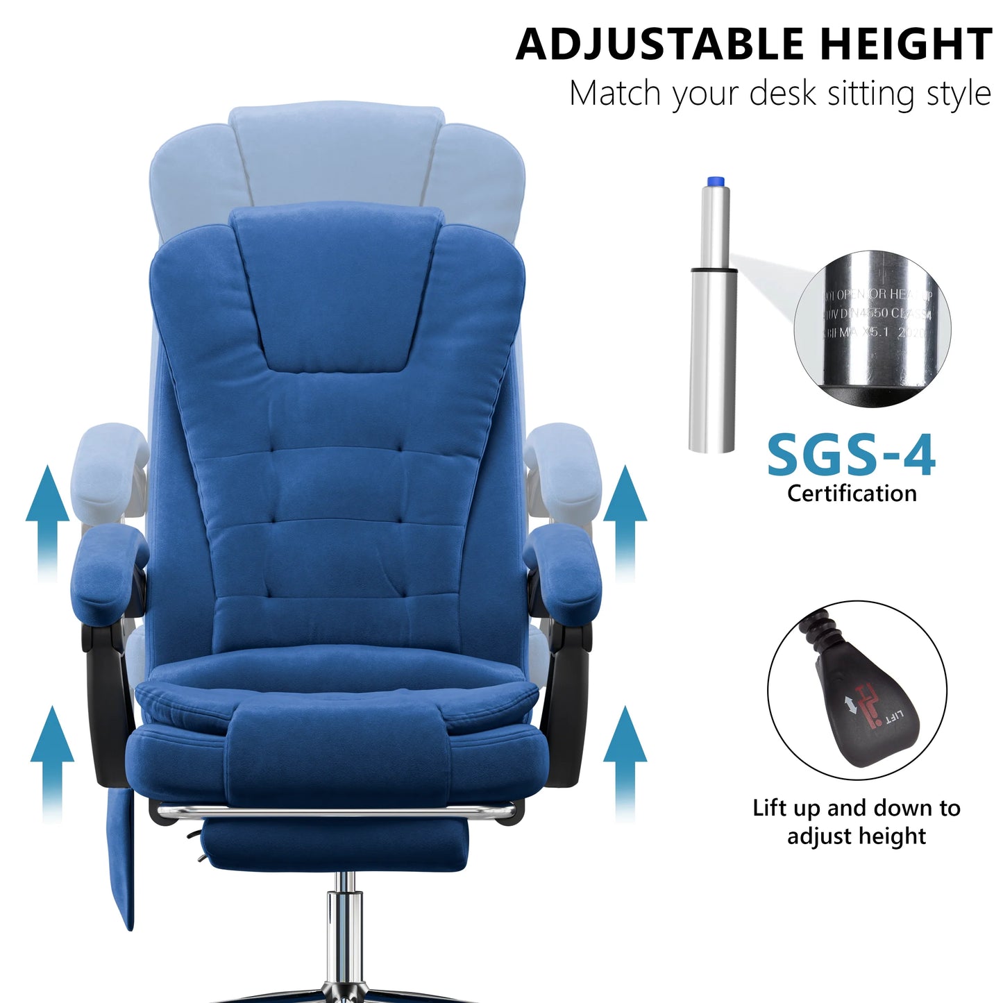 Massage Office Chair with Footrest - Ergonomic Desk Chair