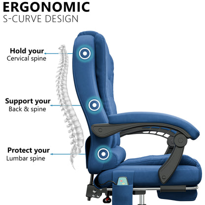 Massage Office Chair with Footrest - Ergonomic Desk Chair