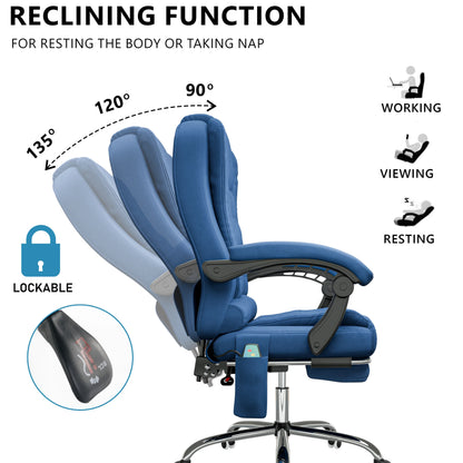 Massage Office Chair with Footrest - Ergonomic Desk Chair