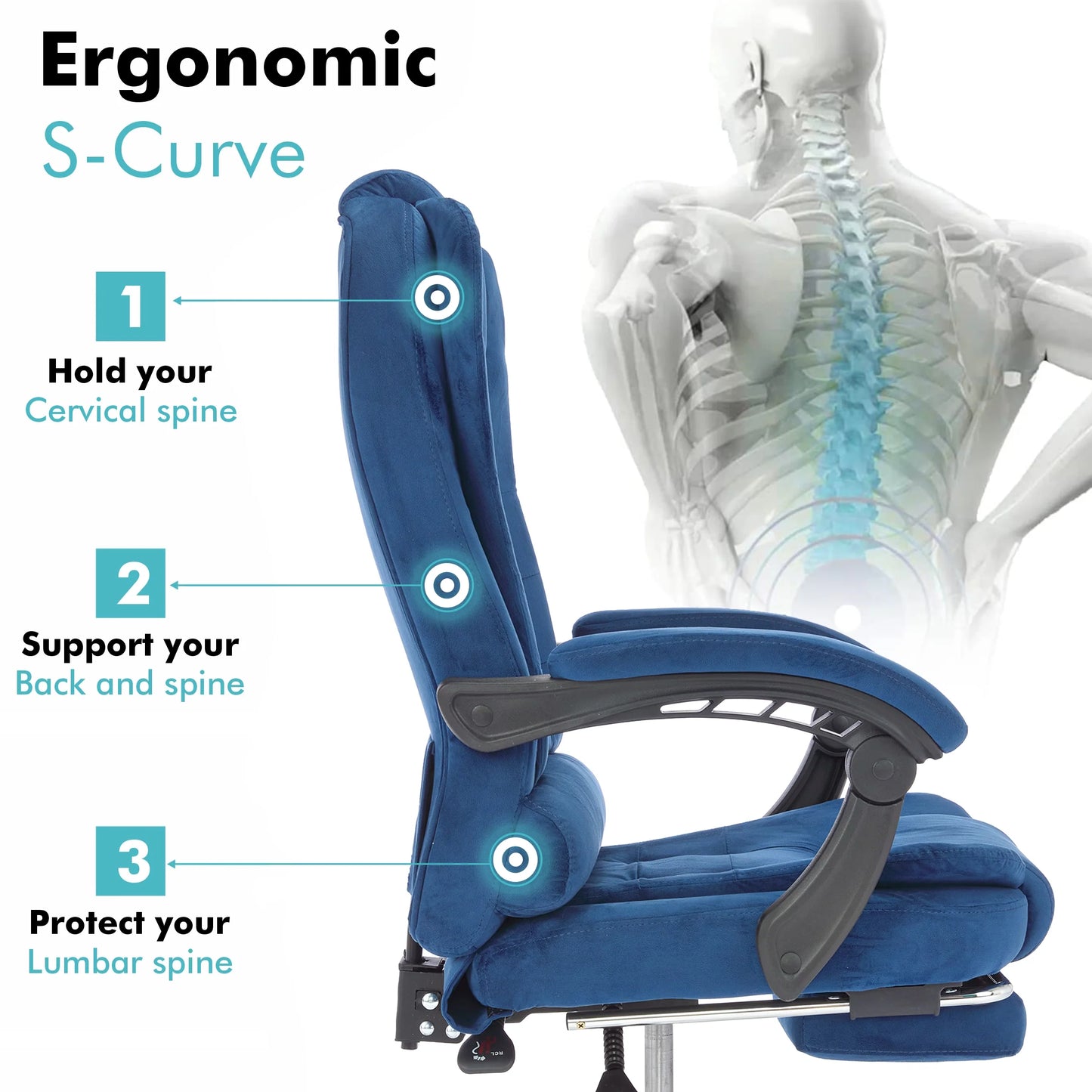 Executive Office Chair With Footrest - Ergonomic Reclining Desk Chair