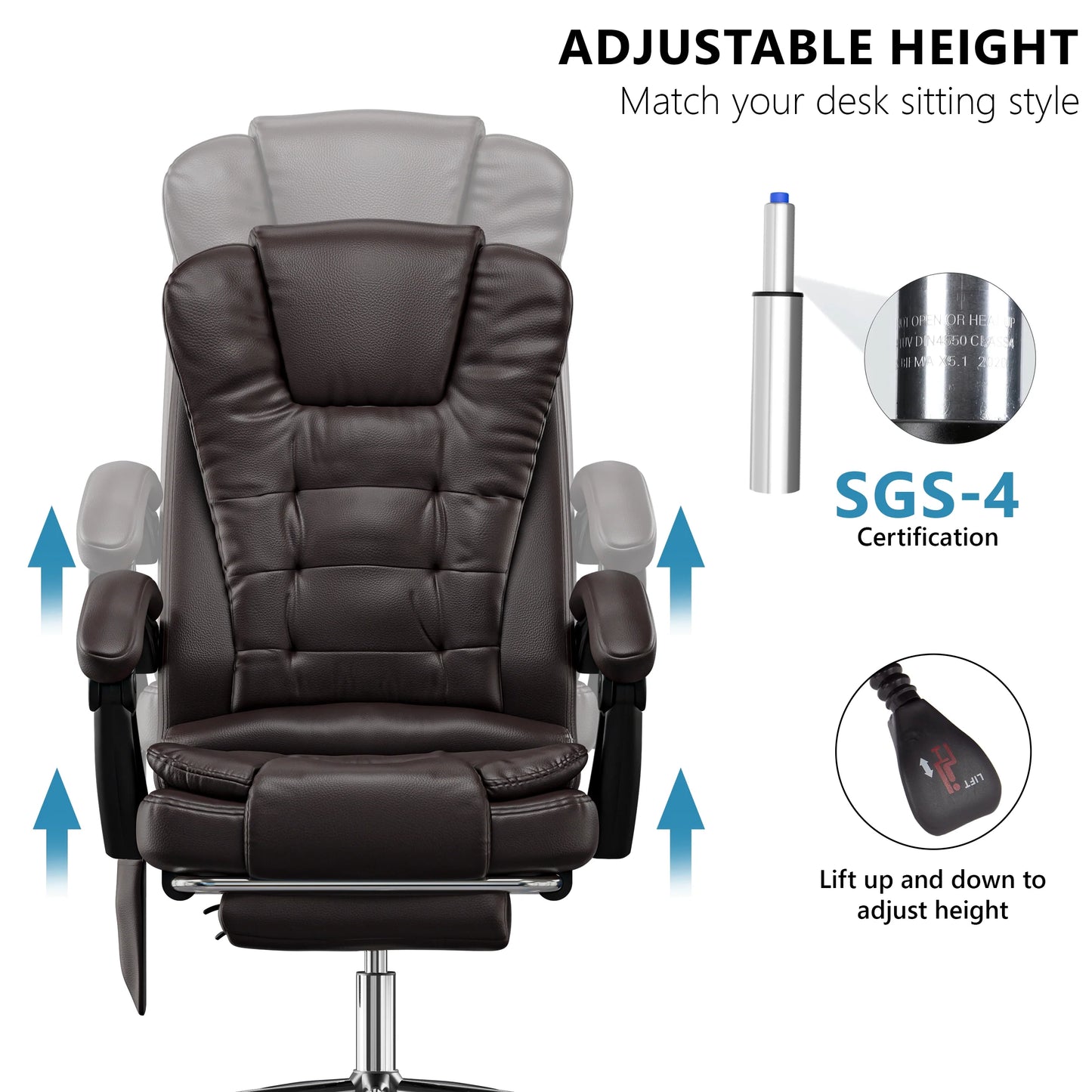 Massage Office Chair with Footrest - Ergonomic Desk Chair