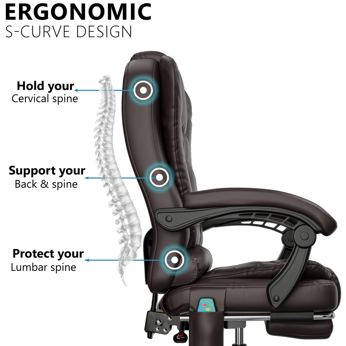 Massage Office Chair with Footrest - Ergonomic Desk Chair