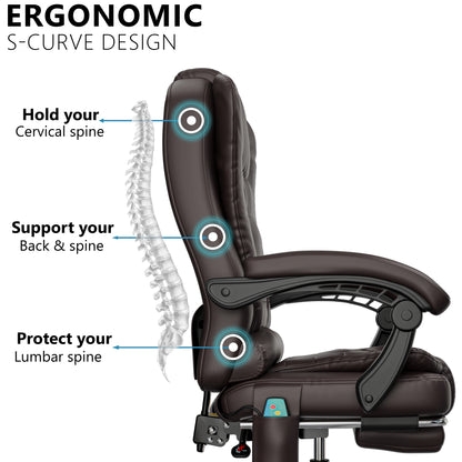Massage Office Chair with Footrest - Ergonomic Desk Chair
