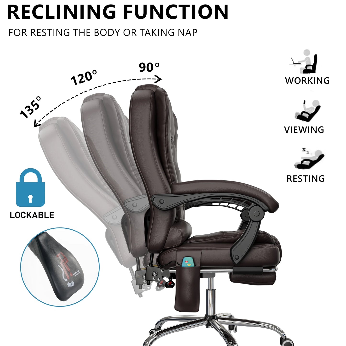 Massage Office Chair with Footrest - Ergonomic Desk Chair